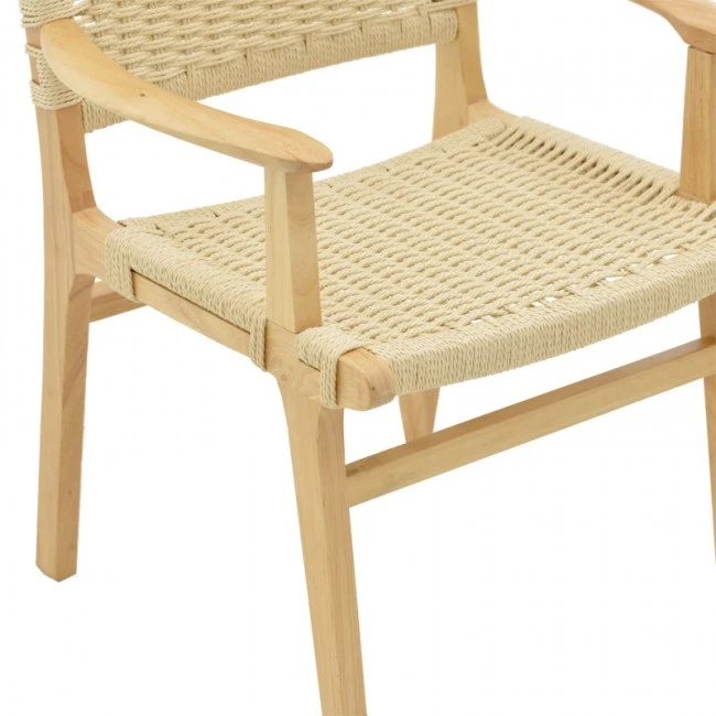 Arm chair Olivier pakoworld natural beech wood natural rope 62x60x85cm