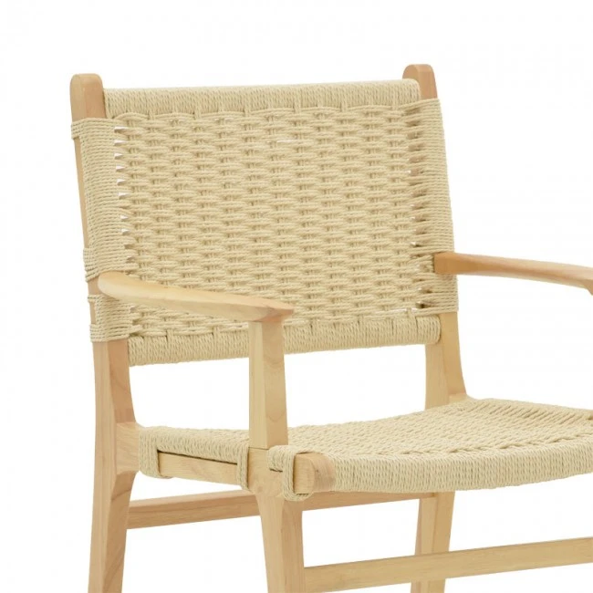 Arm chair Olivier pakoworld natural beech wood natural rope 62x60x85cm