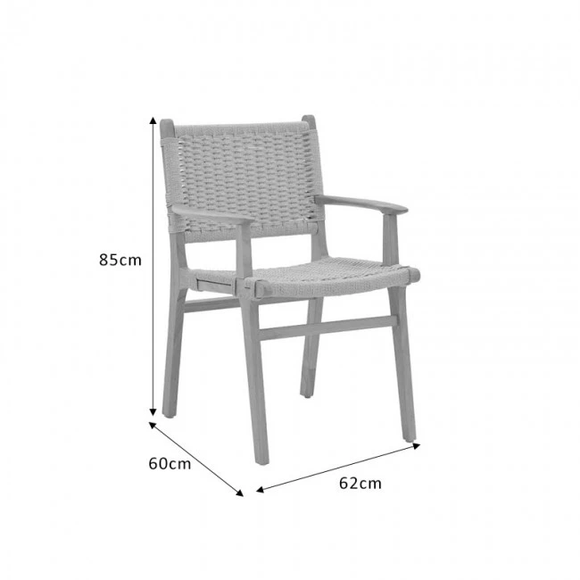Arm chair Olivier pakoworld natural beech wood natural rope 62x60x85cm