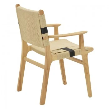 Armchair Olivier pakoworld natural black beech wood-natural rope 62x60x85cm