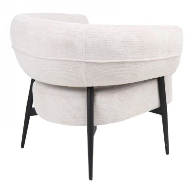 Armchair Penfel pakoworld cream fabric and black metal legs 85x72x73cm