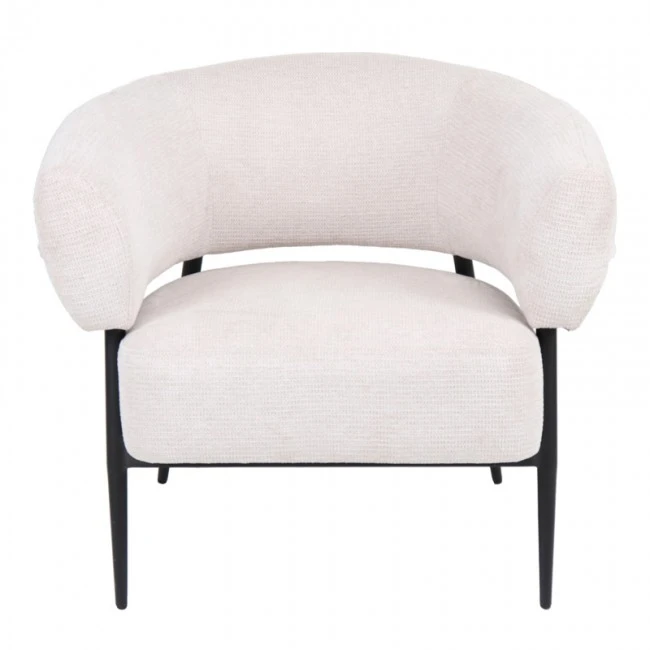 Armchair Penfel pakoworld cream fabric and black metal legs 85x72x73cm