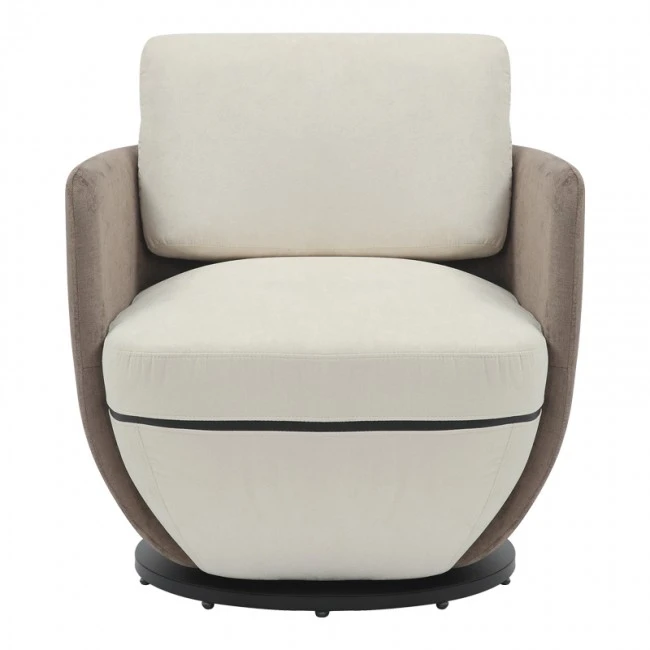 Armchair rotating Coupa pakoworld fabric in beige shade 75x77x79cm