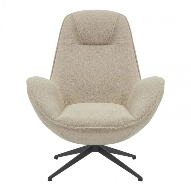 Armchair rotaitng Flago pakoworld boucle fabric in beige shade 85x88x103.5cm