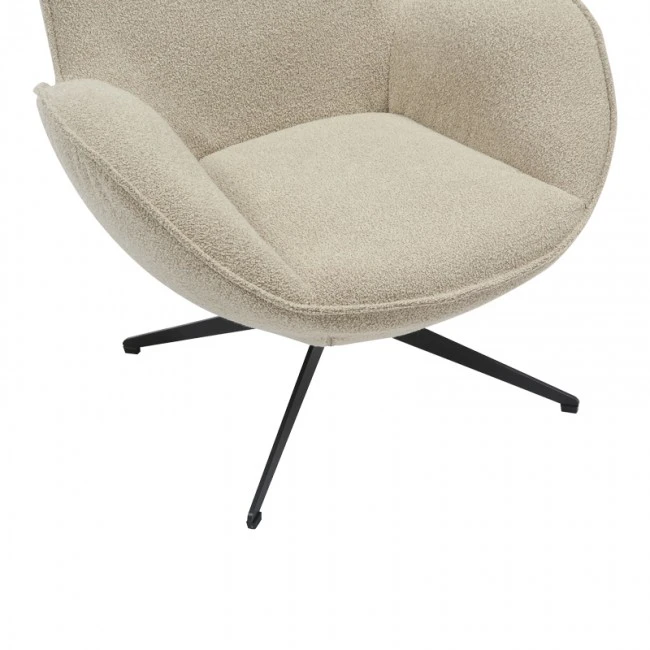 Armchair rotaitng Flago pakoworld boucle fabric in beige shade 85x88x103.5cm