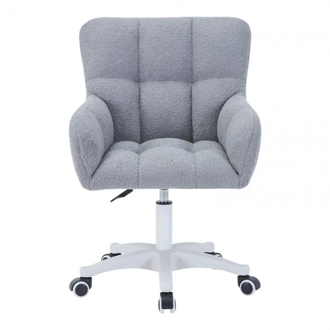 Givole pakoworld swivel armchair in grey teddy fabric 55x50x76-86cm