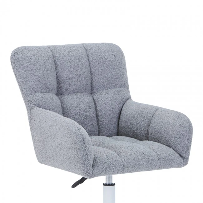 Givole pakoworld swivel armchair in grey teddy fabric 55x50x76-86cm