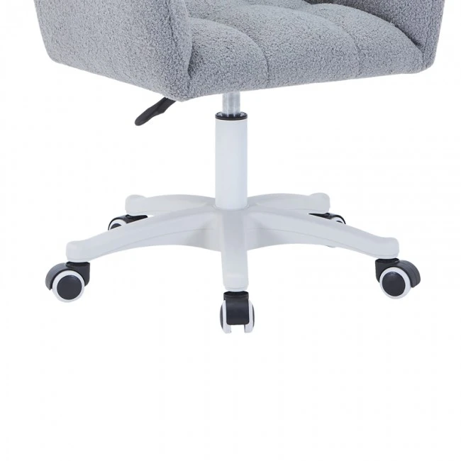 Givole pakoworld swivel armchair in grey teddy fabric 55x50x76-86cm