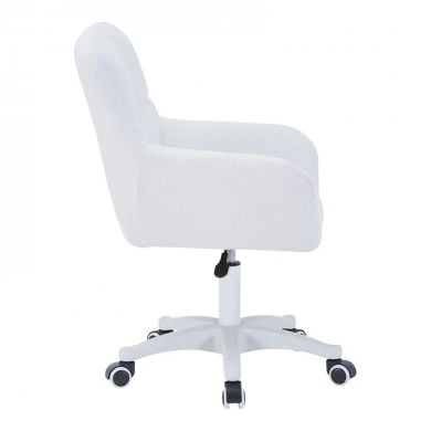 Givole pakoworld office chair in white teddy fabric 55x50x76-86cm