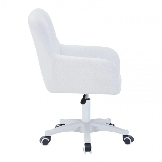 Givole pakoworld swivel armchair in white teddy fabric 55x50x76-86cm