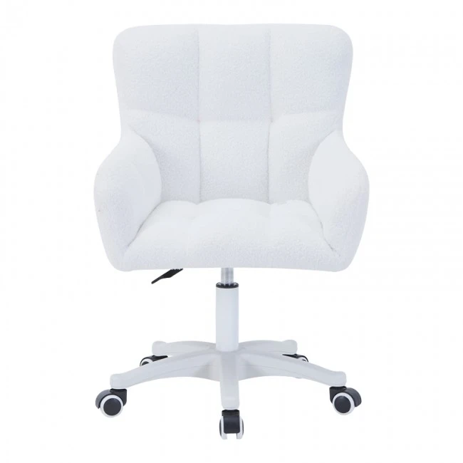 Givole pakoworld swivel armchair in white teddy fabric 55x50x76-86cm
