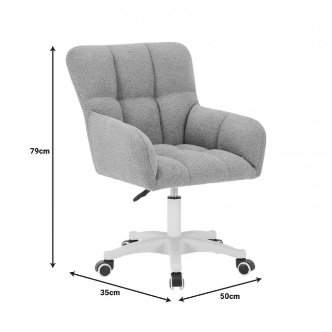 Givole pakoworld swivel armchair in white teddy fabric 55x50x76-86cm