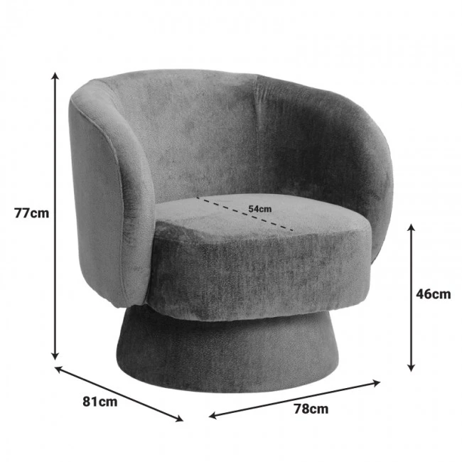 Kreslo pakoworld swivel armchair fabric in dark grey color 78x81x77cm