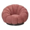 Πολυθρόνα περιστρεφόμενη με σκαμπό Nester pakoworld μπουκλέ ύφασμα σε απόχρωση σάπιο μήλο 98x97x69εκ