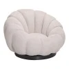 Nester pakoworld swivel armchair with stool boucle fabric in beige color 98x97x69cm