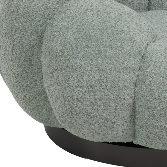 Nester pakoworld swivel armchair boucle fabric in light green color 98x97x69cm