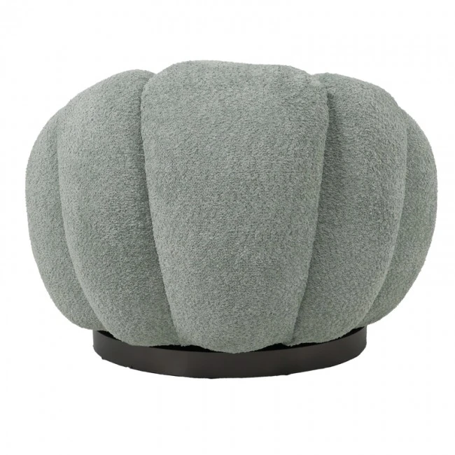 Nester pakoworld swivel armchair boucle fabric in light green color 98x97x69cm