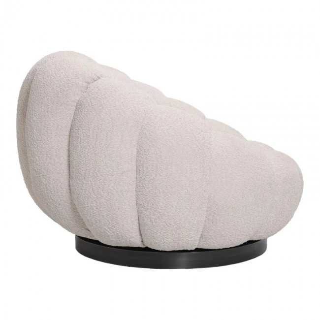 Nester pakoworld swivel armchair boucle fabric in beige color 98x97x69cm