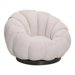 Nester pakoworld swivel armchair boucle fabric in beige color 98x97x69cm Nester pakoworld swivel armchair boucle fabric in beige color 98x97x69cm