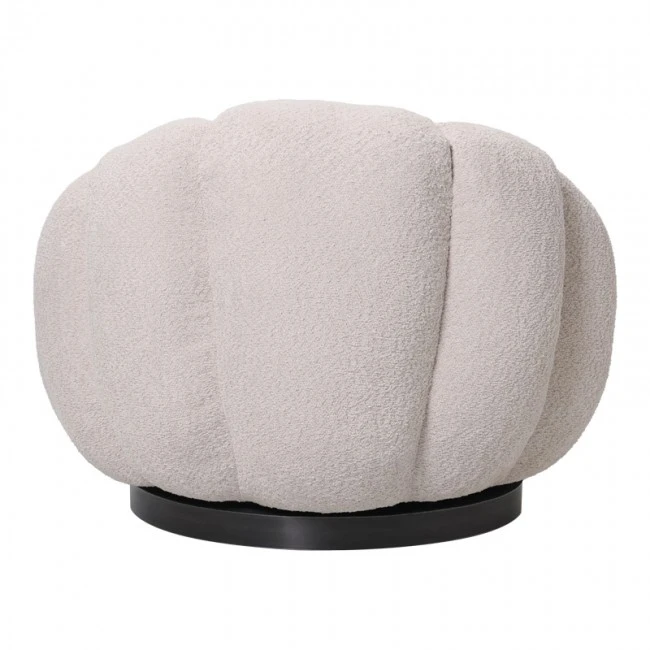 Nester pakoworld swivel armchair boucle fabric in beige color 98x97x69cm