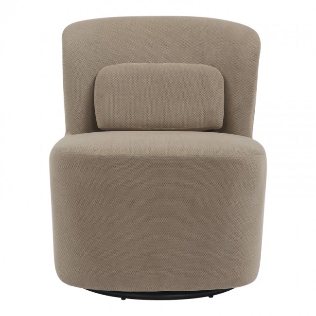 Swish rotating armchair pakoworld bouclé fabric in gray-beige shade 63x76x76.5cm