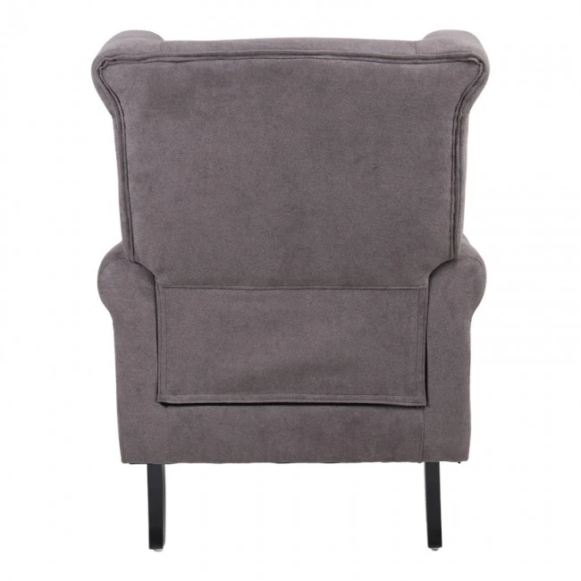 Armchair Piore pakoworld dark grey fabric and black rubberwood leg 77x80x106cm