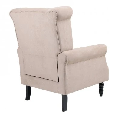 Armchair Piore pakoworld beige fabric and black rubberwood leg 77x80x106cm
