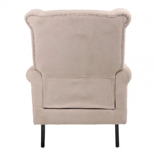 Armchair Piore pakoworld beige fabric and black rubberwood leg 77x80x106cm