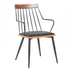 Armchair Posse pakoworld metal black-walnut wood-black pu 52x59x83cm