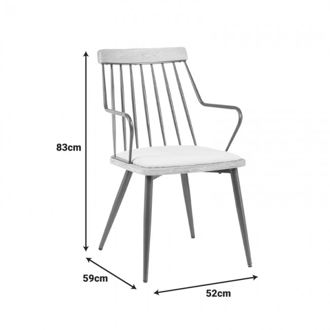 Armchair Posse pakoworld bronze metal-white wash wood-beige fabric 52x59x83cm