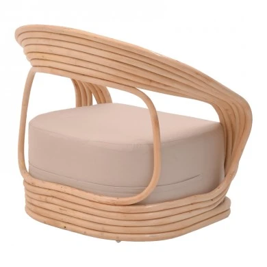 Armchair Radictive pakoworld rattan in natural color with beige cushion 88x57x73cm