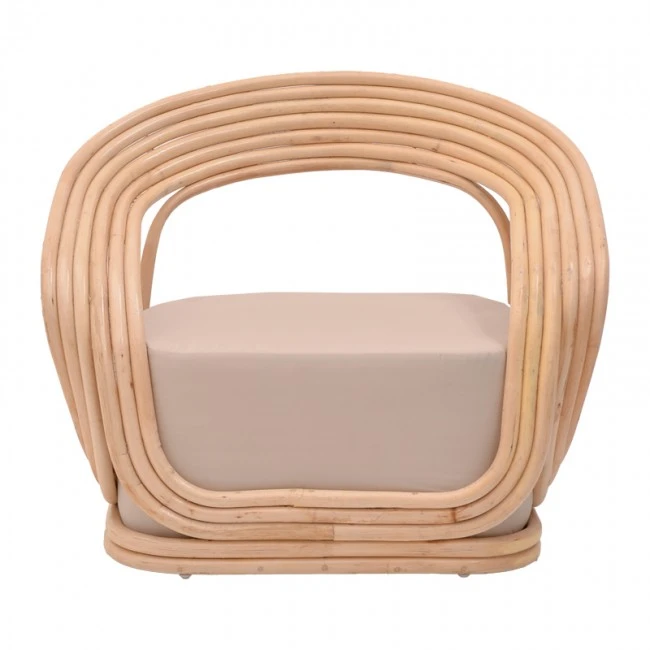 Armchair Radictive pakoworld rattan in natural color with beige cushion 88x57x73cm