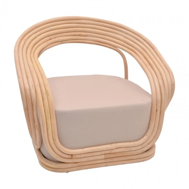 Armchair Radictive pakoworld rattan in natural color with beige cushion 88x57x73cm