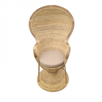 Armchair Rea Inart with beige cushion-natural rattan 92x75x140cm