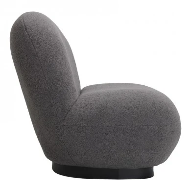 Armchair Rosalie pakoworld dark grey teddy fabric-black base 85x82x77cm