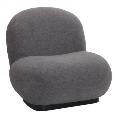 Armchair Rosalie pakoworld dark grey teddy fabric-black base 85x82x77cm