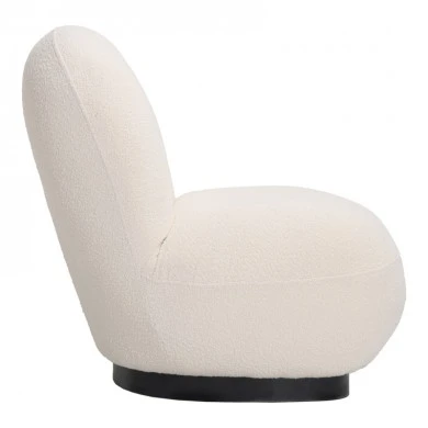 Armchair Rosalie pakoworld cream teddy fabric-black base 85x82x77cm