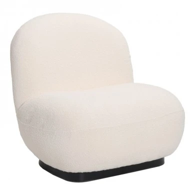 Armchair Rosalie pakoworld cream teddy fabric-black base 85x82x77cm