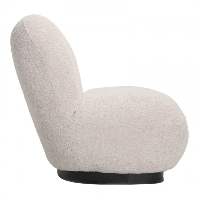 Armchair Rosalie pakoworld beige teddy fabric-black base 85x82x77cm