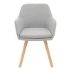 Safira armchair pakoworld fabric in grey color with natural color wooden leg 57x58x84cm