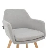 Safira armchair pakoworld fabric in grey color with natural color wooden leg 57x58x84cm
