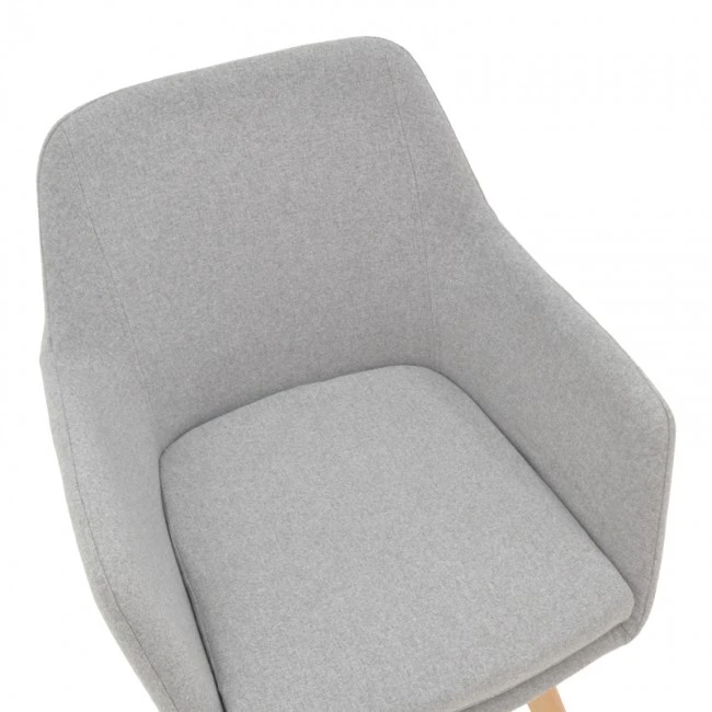 Safira armchair pakoworld fabric in grey color with natural color wooden leg 57x58x84cm