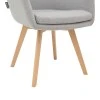 Safira armchair pakoworld fabric in grey color with natural color wooden leg 57x58x84cm