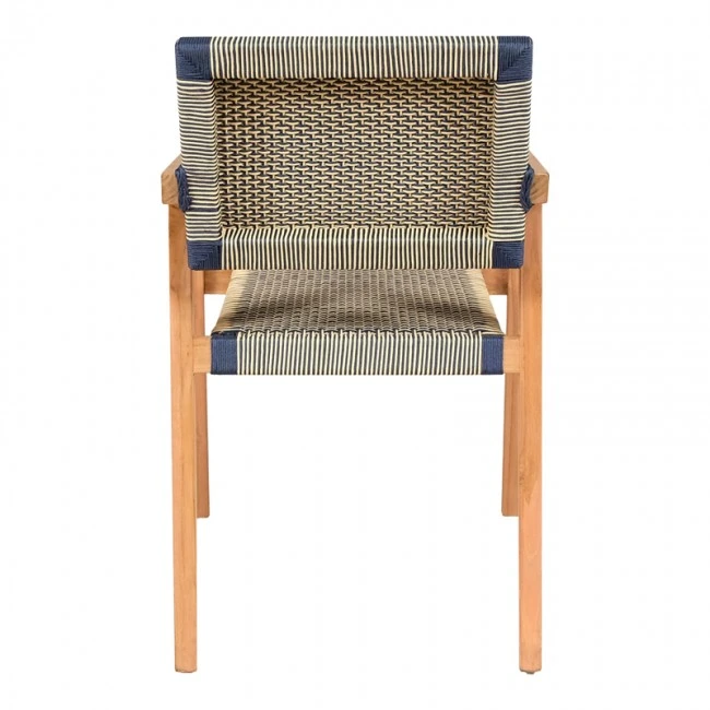 Armchair Salama pakoworld teak wood skeleton in natural shade and cream-black pe rope 57x60x85cm