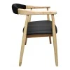 Sandi pakoworld rubberwood armchair in natural shade with black pu cushion 50x60x80cm