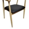 Sandi pakoworld rubberwood armchair in natural shade with black pu cushion 50x60x80cm