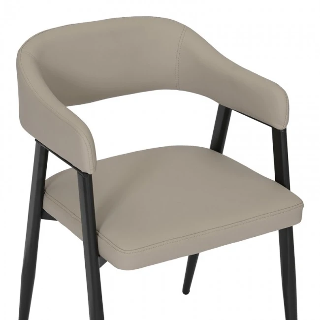 Armchair Sezan pakoworld pu in grey-beige color 56x55x78cm