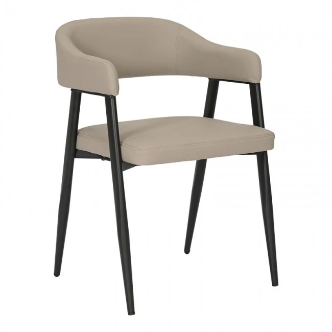 Armchair Sezan pakoworld pu in grey-beige color 56x55x78cm