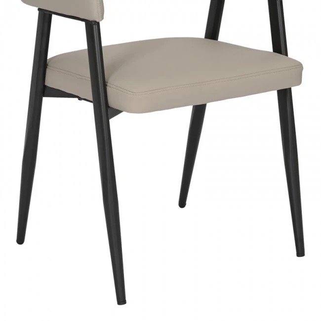 Armchair Sezan pakoworld pu in grey-beige color 56x55x78cm