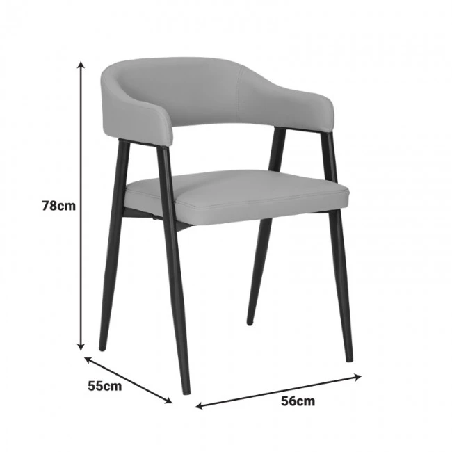 Armchair Sezan pakoworld pu in grey-beige color 56x55x78cm